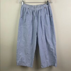 Haband! Elastic Waist Striped Seersucker Pants